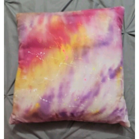 Artisan Signed Hand Painted & Embroidered Throw Pillow Colorful Cat Theme - Picture 8 of 8